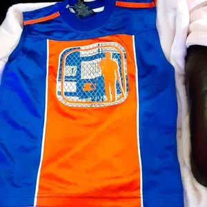Starter sleeveless baseball shirt blue orange white round neck BATTER Small 4 …